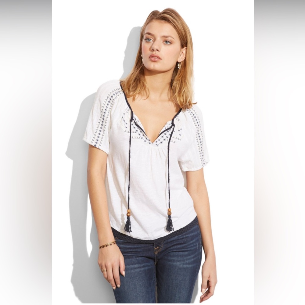 Women’s boho LUCKY BRAND 🍀 Ruthie Embroidered Top ~ size Large